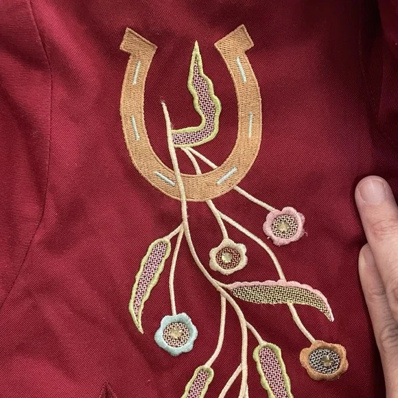 Scully Women's Western Shirt Embellished Horseshoes Flowers L Pearl Snap PL-734 - Picture 2 of 13